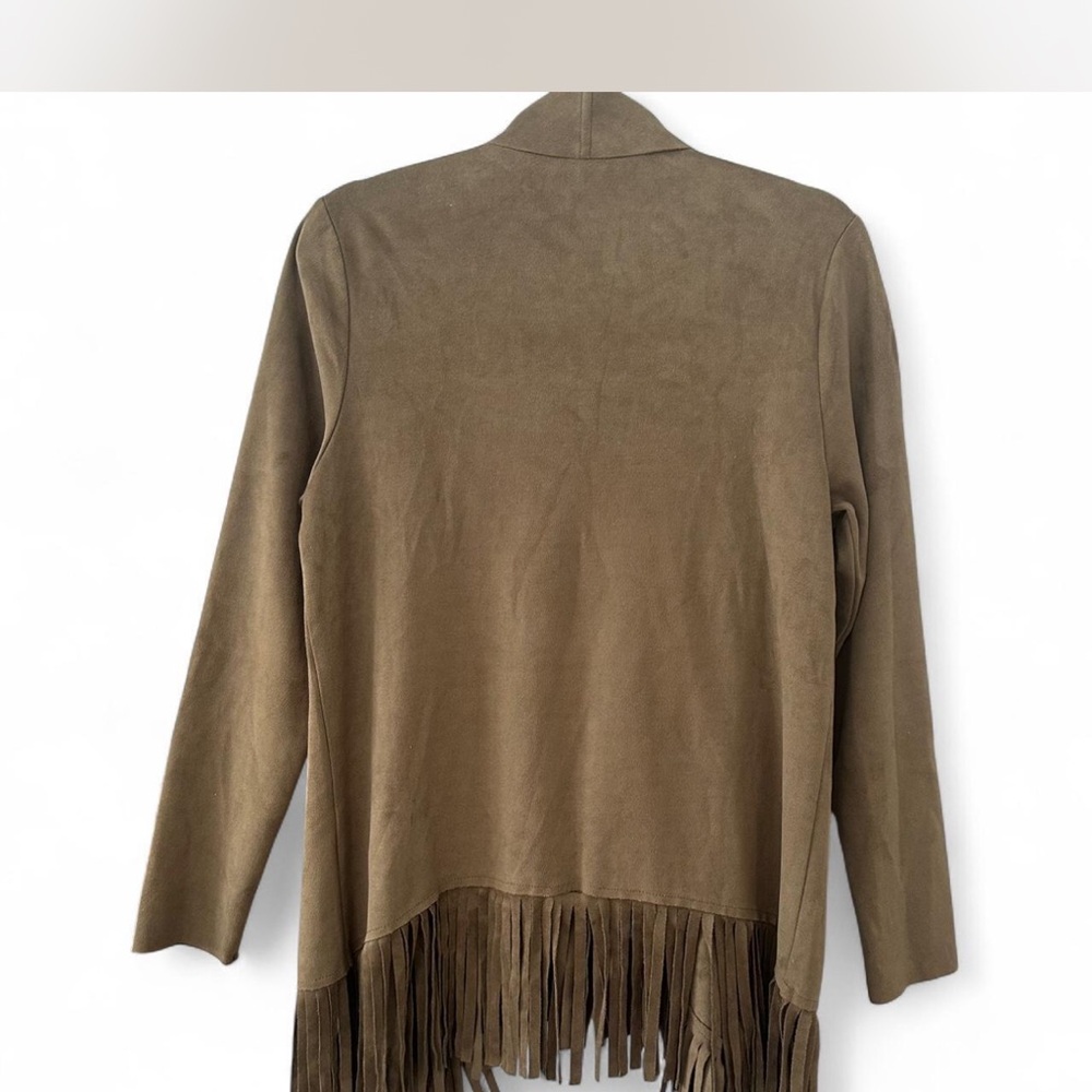 Fringe Open Front Cardigan - Brown